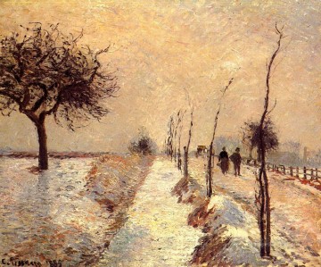 Carretera en Eragny invierno 1885 Camille Pissarro Pinturas al óleo
